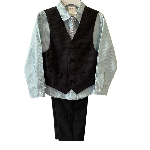 Van Heusen Other - Van Heusen Boys Suit Vest Pants Shirt Tie Set Size 4 black 4 pc‎ set